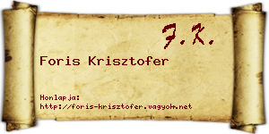 Foris Krisztofer névjegykártya